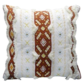 Embroidered Pillow White/Rust