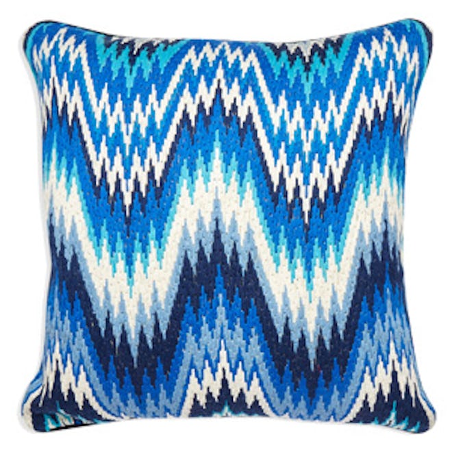 Tonal Blue Bargello Worth Throw Pillow