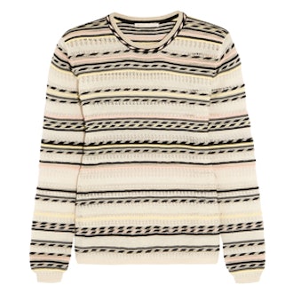 Striped Pointelle-Knit Cotton-Blend Sweater