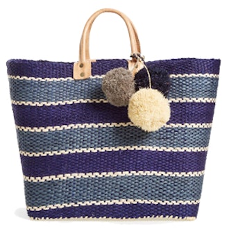 Capri Woven Tote with Pom Charms