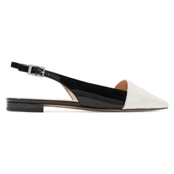 Claudia Two-Tone Leather Point-Toe Flats
