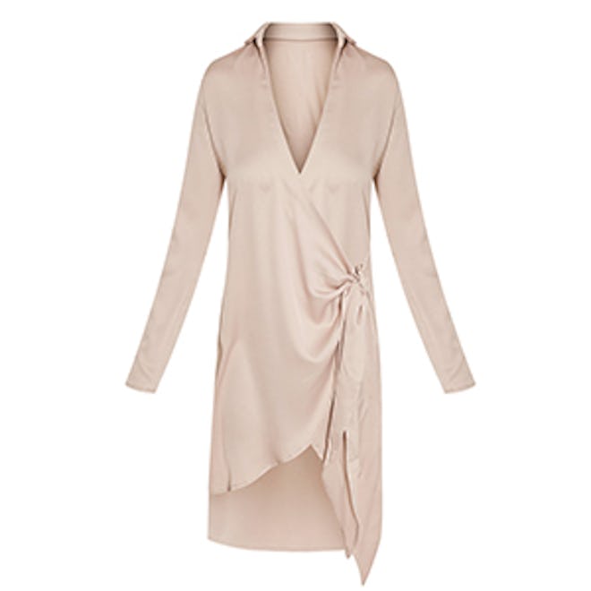 Shaylene Tie Side Satin Shirt Dress