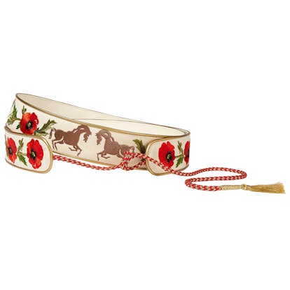 Embroidered Cotton-Canvas Waist Belt