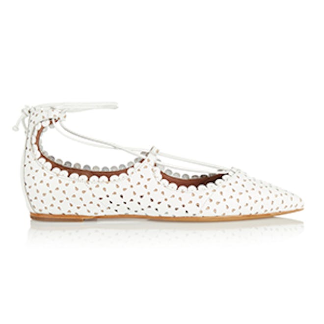 Willa Perforated Leather Point-Toe Flats