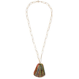 Gold-Plated Tassel Charm Necklace