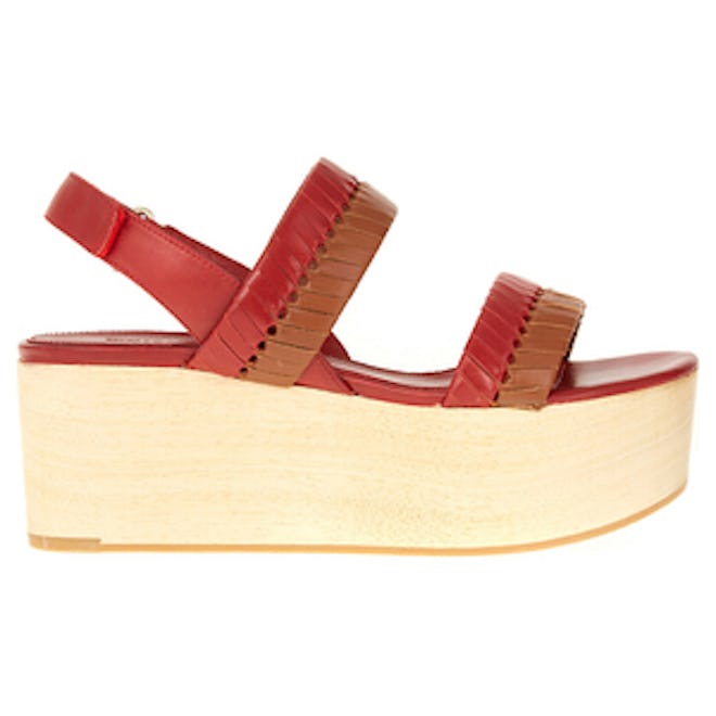 Eden Woven Leather Wooden Flatform Sandals