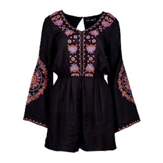 Boutique Anna Embroidered Flute Sleeve Playsuit