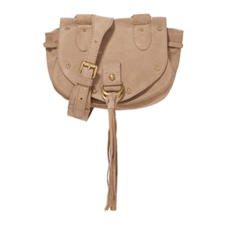 Collins Small Suede and Textured-Leather Shoulder Bag
