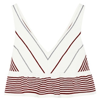 Annaline Cropped Striped Crepe Top