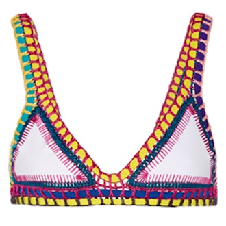 Yaz Crochet-Trimmed Triangle Bikini Top