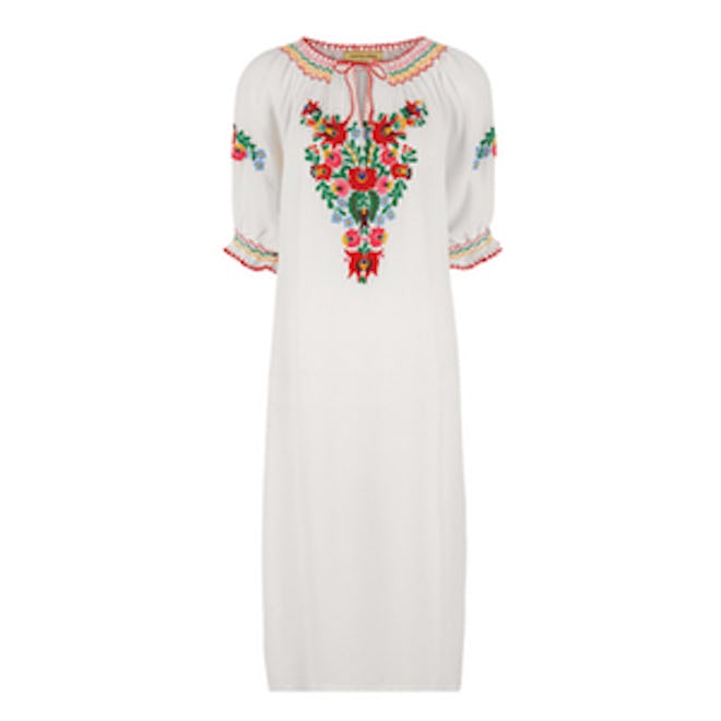 White Floral Embroidered Eva Dress