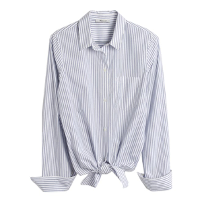Tie-Front Shirt In Bookend Stripe