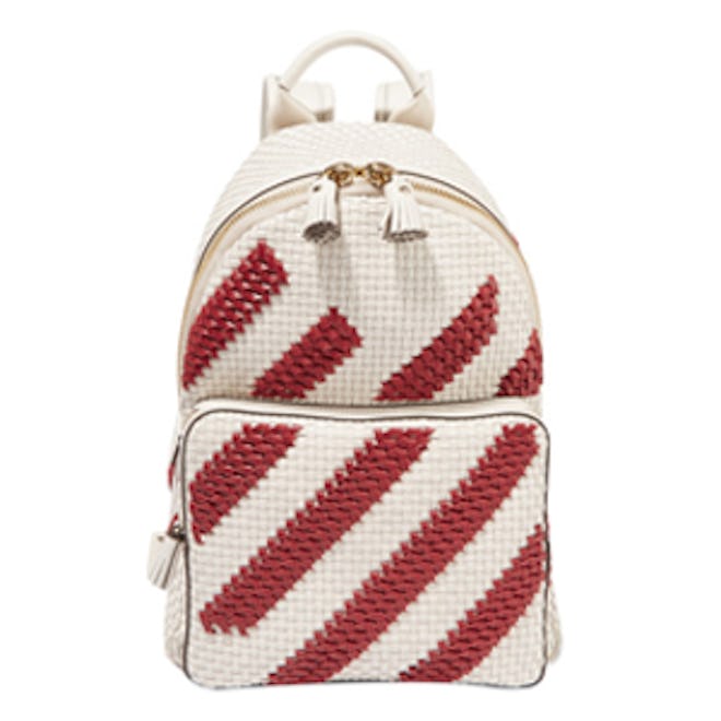 Mini Striped Woven Leather Backpack