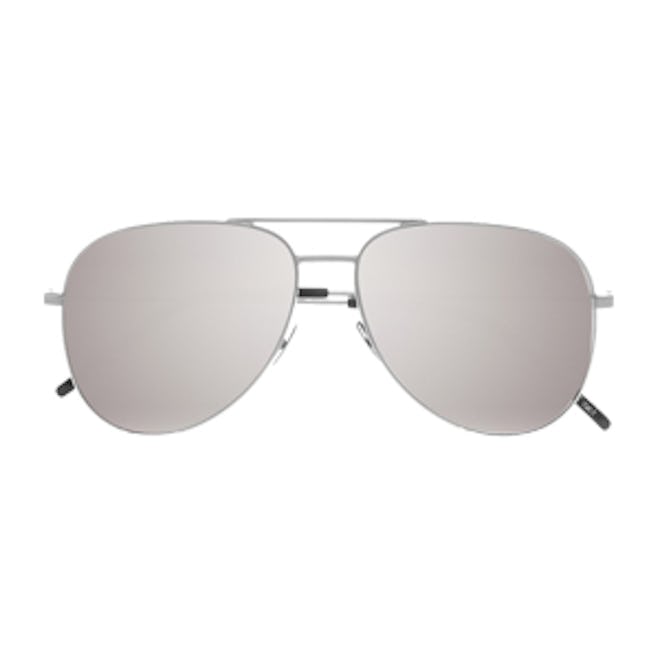 Aviator-Style Silver-Tone Mirrored Sunglasses