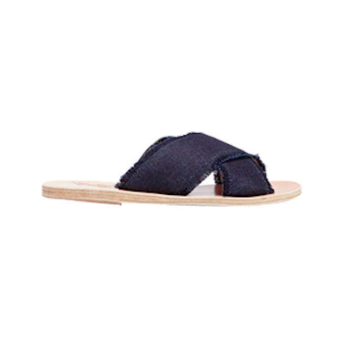 Thais Frayed Denim Slides