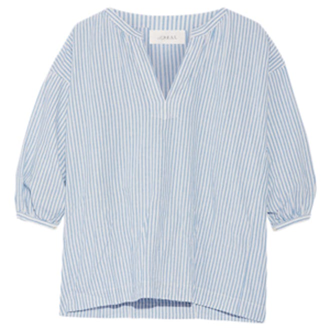 Striped Cotton And Linen-Blend Blouse