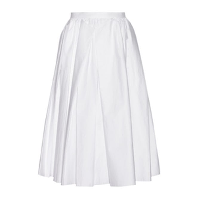 Pleated Cotton-Poplin Midi Skirt