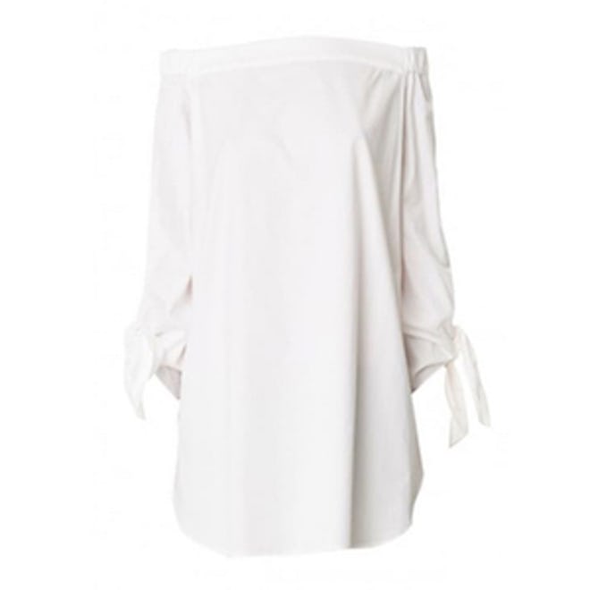 Satin Poplin Off-The-Shoulder Tunic