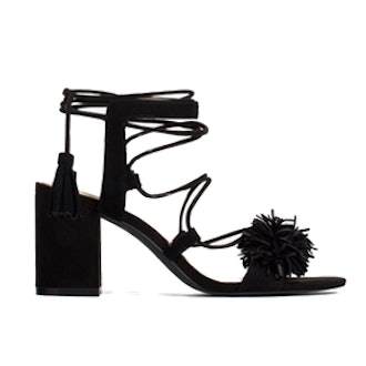 High Heel Leather Lace-Up Sandals