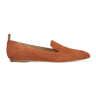 Greta Leather-Trimmed Suede Point-Toe Flats