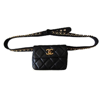 Chain Hook Belt Quilted Leather Waist Bag