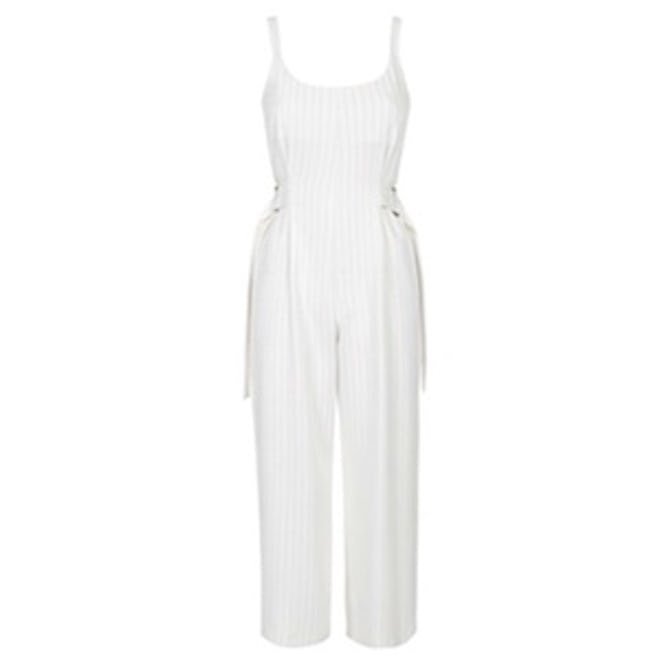 Belted Pinstripe Jumpsuit