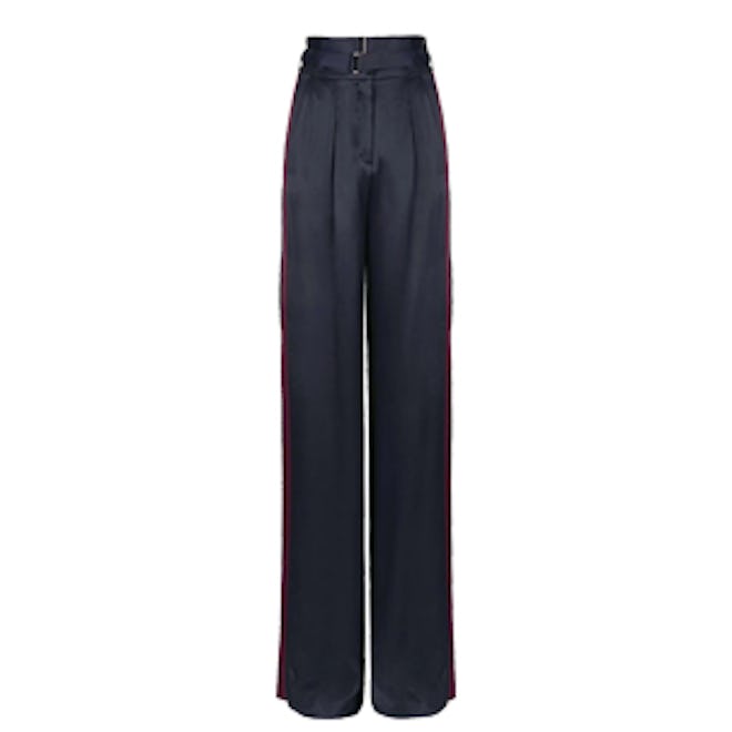 Belted Satin Wide Leg Trousers