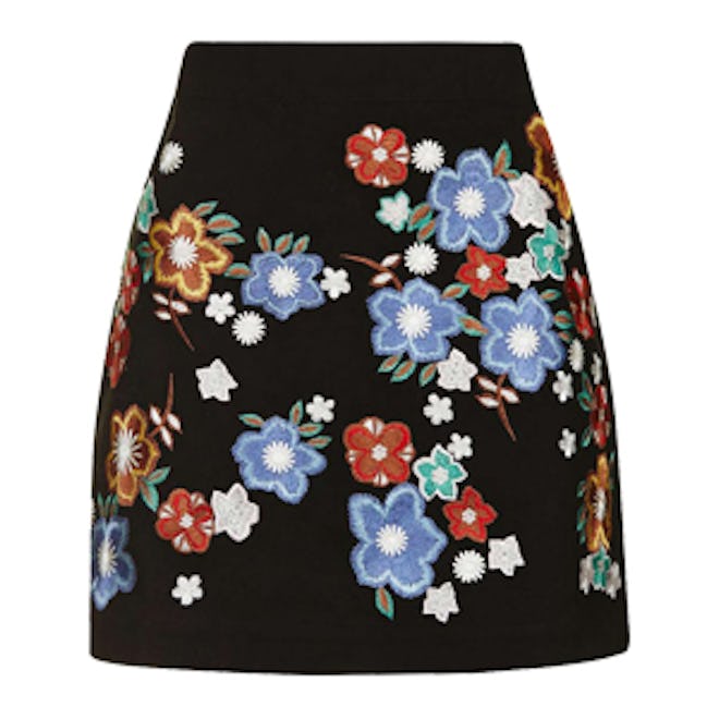 Star Flower Embroidered Miniskirt