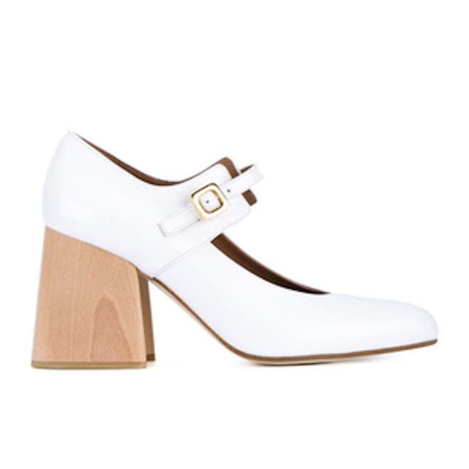 Patent Leather Mary Janes With Wooden Block Heel