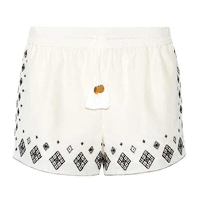 Embroidered Silk And Cotton-Blend Shorts