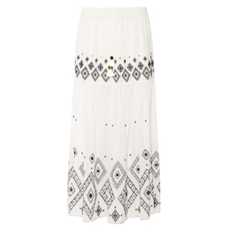 Embroidered Silk And Cotton-Blend Maxi Skirt