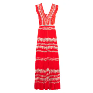 self portrait red embroidered maxi dress self-portrait - Red Lurex Knit Maxi Dress main image 1