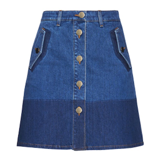 Button-down Denim Mini Skirt