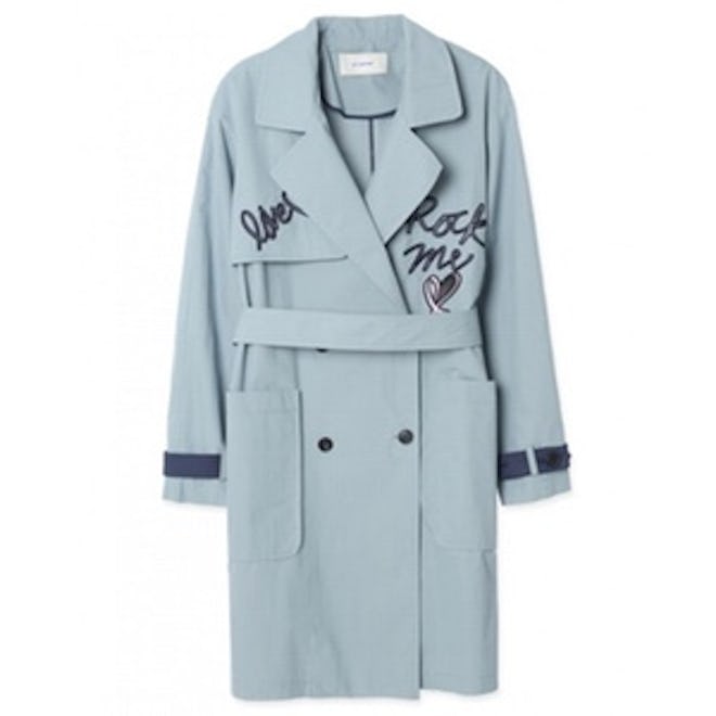 Flap Embroidery Trench Coat