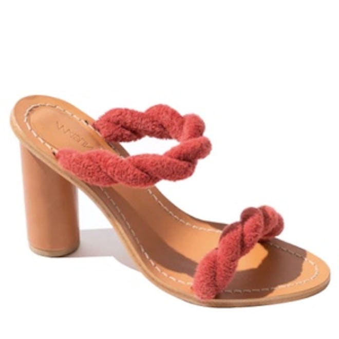 Twisted Terry Cloth & Leather Heel