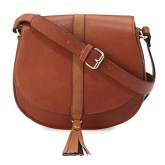 Tassel Faux-Leather Saddle Bag