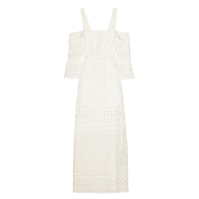 Off-The-Shoulder Cotton-Blend And Guipure Lace Maxi Dress