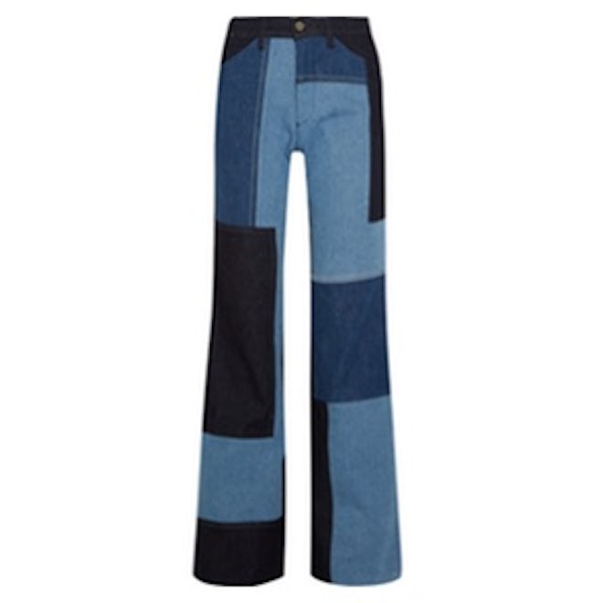 Patchwork High-Rise Wide-Leg Jeans