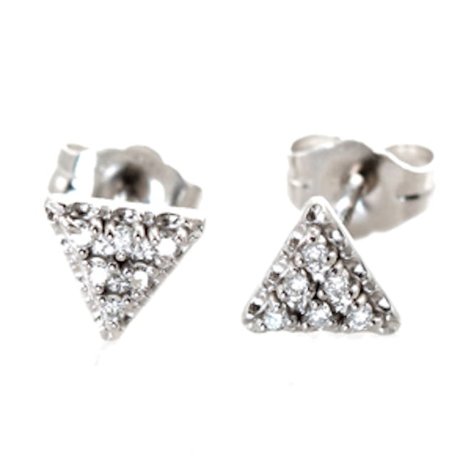 14K Pave Triangle Studs