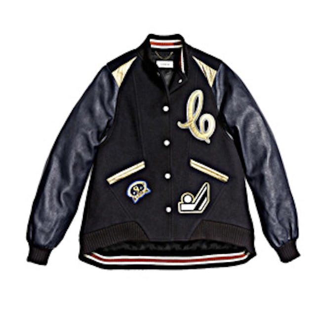 Oversized Varsity Jacket With Metallic Inserts