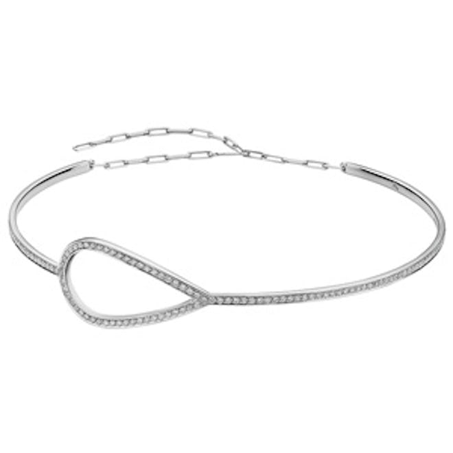 18K White Gold Diamond Drop Choker