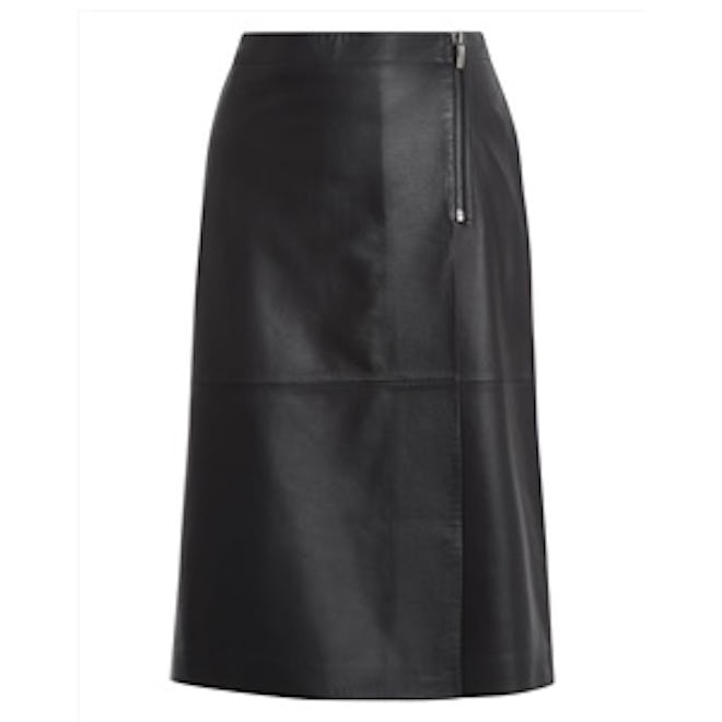 Leather Wrap Zip Detail Skirt