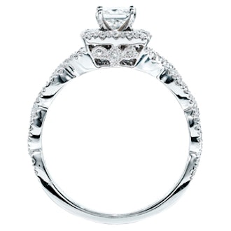 Princess-Cut Diamond Twist Shank Engagement Ring in 14K White Gold