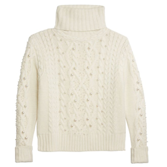 Polly Pearl-Adorned Turtleneck Sweater