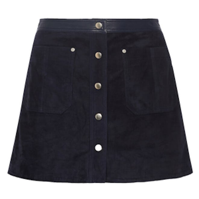 Siggy Leather-Trimmed Suede Mini Skirt