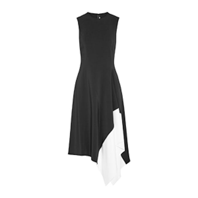 Asymmetric Two-Tone Stretch-Cady Dress