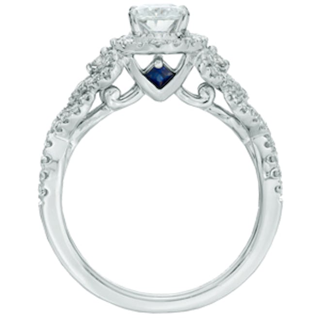 Oval Diamond Frame Engagement Ring in 14K White Gold