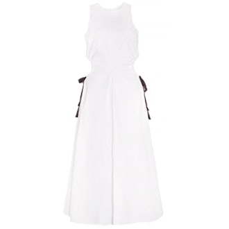 White Waist Cut Out Midi Dress