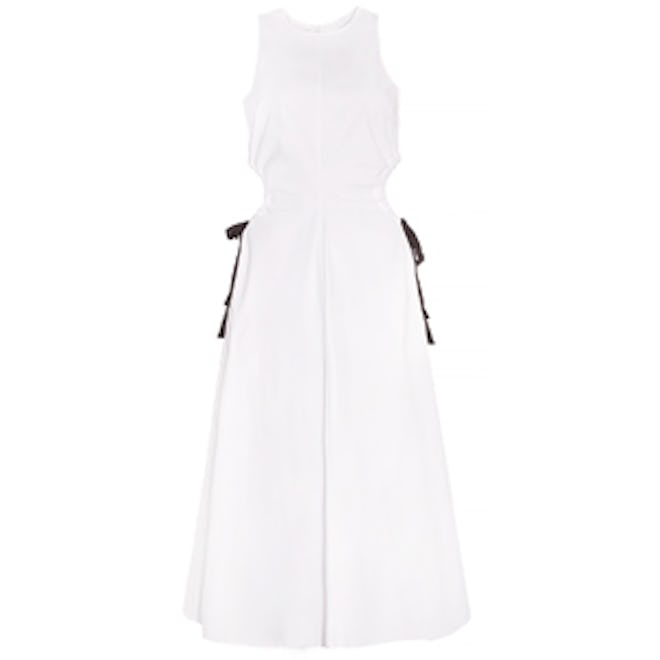 White Waist Cut Out Midi Dress