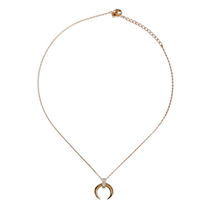 Jeikey Gold Crystal Crescent Necklace